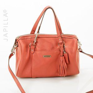 COACH AVERY CORAL PEBBLED TASSEL LEATHER SATCHEL PURSE F26121